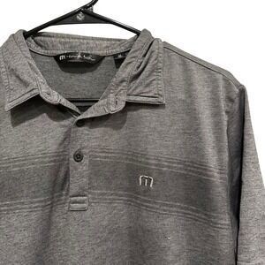 Travis Mathew Gray Striped‎ Short Sleeve Golf Polo Shirt Mens Size M  Casual